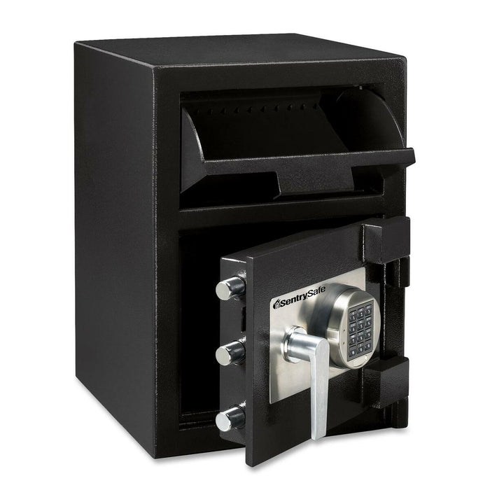 Sentry Safe DH074E Depository Safe - 26.61 L - Electronic Lock - Internal Size 10.5" (266.70 mm) Height x 13.7" (347.98 mm) Width x 11.3" (287.02 mm) Depth - Overall Size 20" (508 mm) Height x 14" (355.60 mm) Width x 15.6" (396.24 mm) Depth - Black - Stee