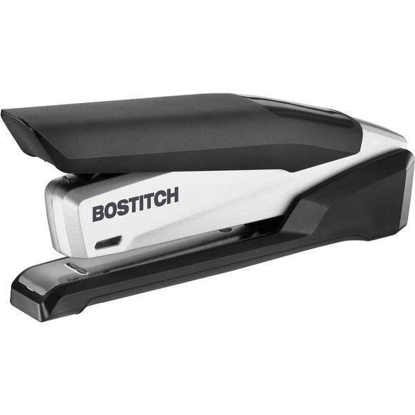 Bostitch InPower Premium Spring-Powered Desktop Stapler - Staples Upto 28 Sheet - Black, Silver - Rubber - 1 Each