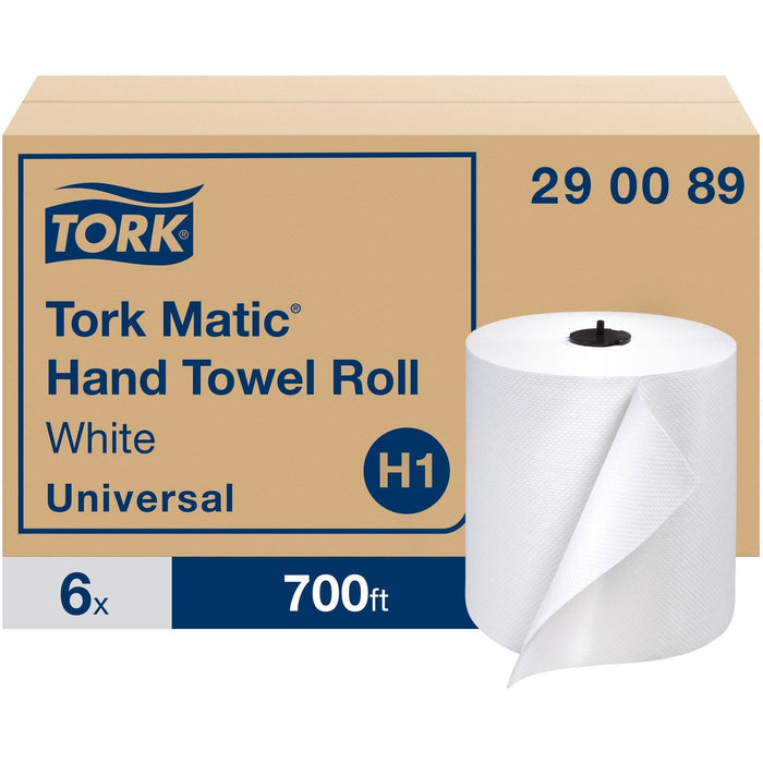 TORK Advanced Hand Roll Towel - 1 Ply - 7.75" (196.85 mm) Width x 9.50" (241.30 mm) Length - 7.25" (184.15 mm) Roll Diameter - White - Fiber - 6 / Carton