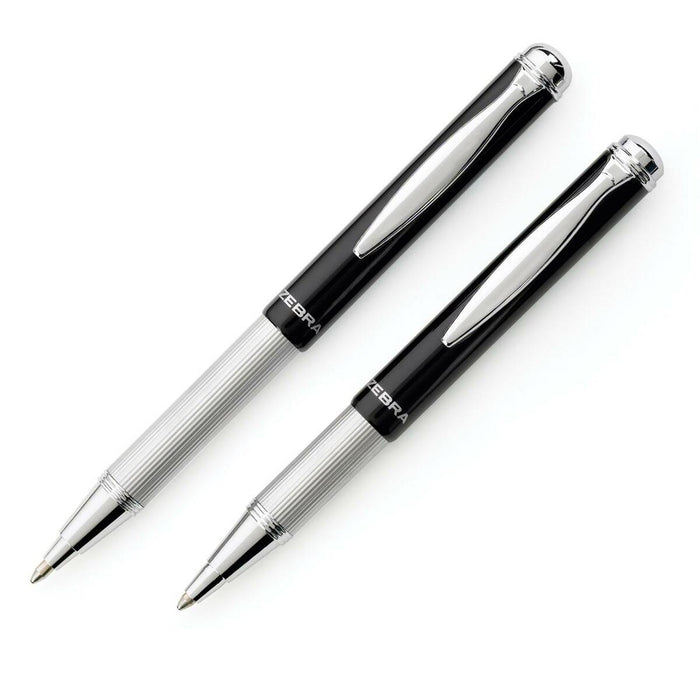 Zebra Telescopic Ballpoint Pen - Refillable - Retractable - Black Ink - Black Metal, Silver Barrel - Planner - 1 Each