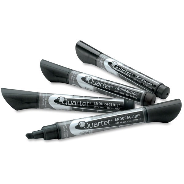 Quartet EndurGlide Dry Erase Marker - Chisel Marker Point - Erasable - Black Ink - 4 / Pack