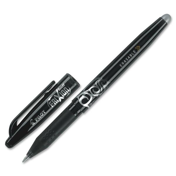 Pilot FriXion Ball Erasable Gel Rollerball Pen - Medium Pen Point - Refillable - Erasable - Black Ink - Thermosensitive Gel Ink - Black Barrel - Rubber Tip - 1 Each