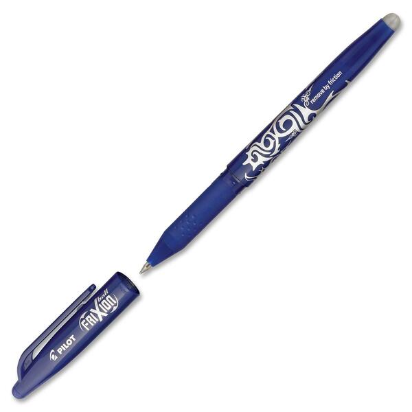 Pilot FriXion Ball Erasable Gel Rollerball Pen - Medium Pen Point - Refillable - Erasable - Blue Ink - Thermosensitive Gel Ink - Blue Barrel - Rubber Tip - 1 Each