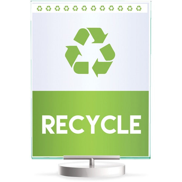 Deflecto Swivel Sign Holder - Support 8.50" (215.90 mm) x 11" (279.40 mm) Media - Vertical - 12" (304.80 mm) Height x 8.56" (217.49 mm) Width x 1.88" (47.63 mm) Depth - Plastic - Silver, Green Tint, Clear - 1 Each