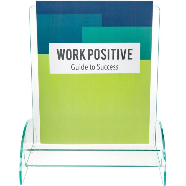 Deflecto Magazine-size Euro-style Docuholder - Support 9.25" (234.95 mm) x 3.25" (82.55 mm) Media - 11" (279.40 mm) Height x 9.81" (249.24 mm) Width x 6.31" (160.34 mm) Depth - Acrylic - Clear, Green Tint - 1 Each