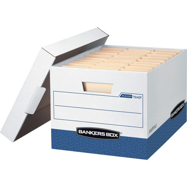 Bankers Box R-Kive File Storage Box - Internal Dimensions: 12" (304.80 mm) Width x 15" (381 mm) Depth x 10" (254 mm) Height - External Dimensions: 16.5" (419.10 mm) Depth - Media Size Supported: Letter, Legal - Lift-off Closure - Heavy Duty - Stackable -