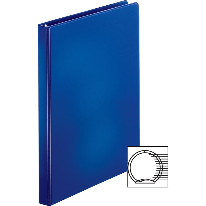 Business Source Basic Round Ring Binders - 1/2" (12.70 mm) Binder Capacity - Letter - 8 1/2" (215.90 mm) x 11" (279.40 mm) Sheet Size - Fastener: Round Ring - Vinyl - Dark Blue - 8.96 oz (254.01 g) - No - 1 Each