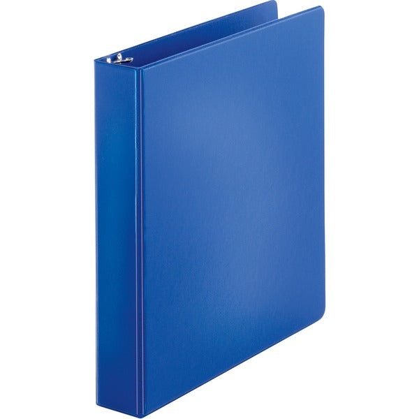 Business Source Basic Round Ring Binders - 1 1/2" Binder Capacity - Letter - 8 1/2" x 11" Sheet Size - 350 Sheet Capacity - 3 x Round Ring Fastener(s) - Polypropylene, Chipboard - Dark Blue - 462.7 g - Sturdy - 1 Each