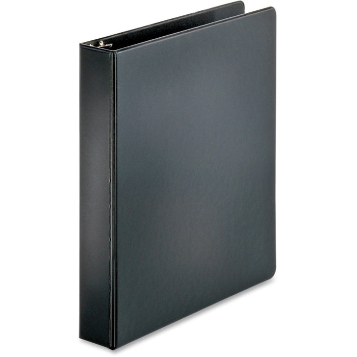 Business Source Basic Round Ring Binders - 1 1/2" (38.10 mm) Binder Capacity - Letter - 8 1/2" (215.90 mm) x 11" (279.40 mm) Sheet Size - 350 Sheet Capacity - 3 Ring - Fastener: Round Ring - Pocket: Internal - Polypropylene, Chipboard - Black - 1.02 lb (4