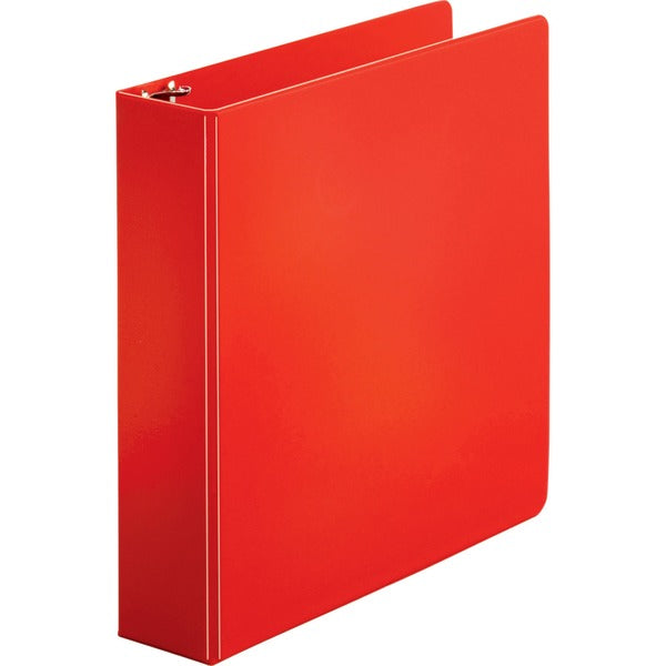 Business Source Basic Round Ring Binders - 2" Binder Capacity - Letter - 8 1/2" x 11" Sheet Size - Round Ring Fastener(s) - Vinyl - Red - 689.5 g - 1 Each