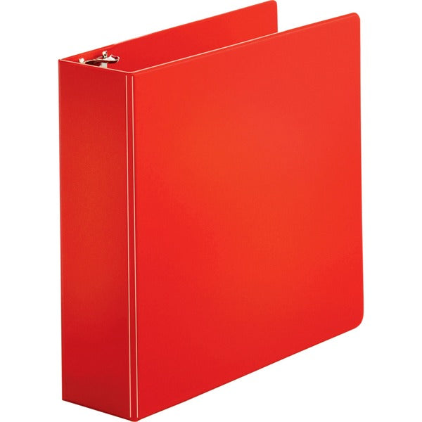 Business Source Basic Round Ring Binders - 3" (76.20 mm) Binder Capacity - Letter - 8 1/2" (215.90 mm) x 11" (279.40 mm) Sheet Size - Fastener(s): Round Ring - Vinyl - Red - 1.68 lb (762.04 g) - 1 Each