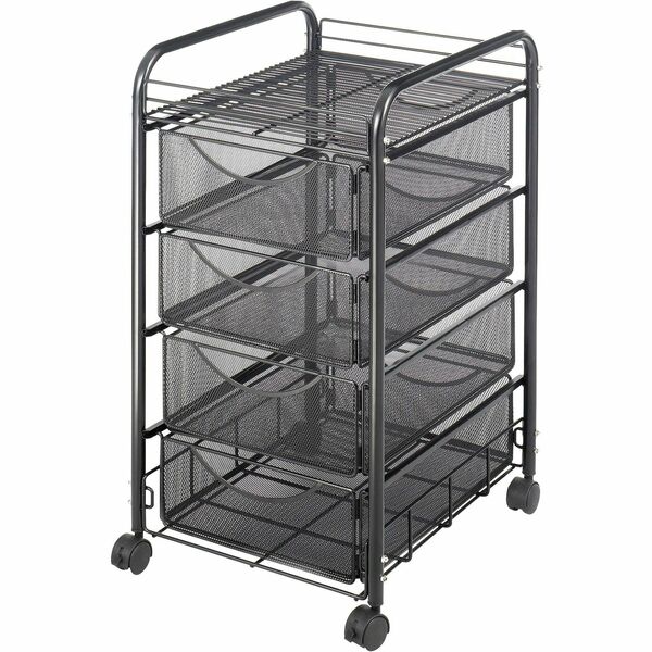 Safco Onyx Double Mesh Mobile File Cart - 2 Shelf - 4 Drawer - 4 Casters - 1.50" (38.10 mm) Caster Size - 15.7" (400.05 mm) Width x 17" (431.80 mm) Depth x 27" (685.80 mm) Height - Black Steel Frame - Black - 1 Each