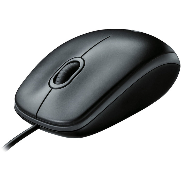 Logitech B100 Optical Mouse Medium - Optical - Cable - Black - USB - 800 dpi - Scroll Wheel - 3 Button(s) - Symmetrical - 1 Each