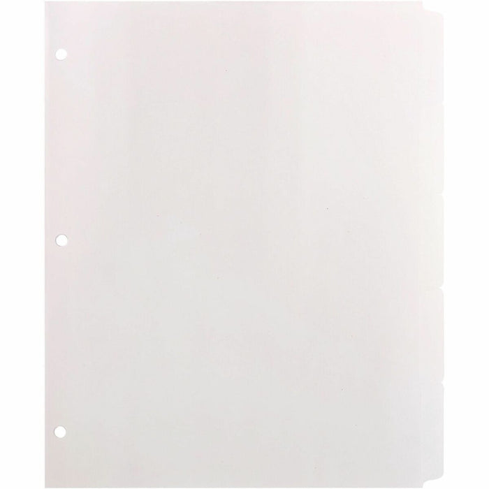 Business Source Reinforced Hole Punched Indexes - 5 Write-on Tab(s) - 5 Tab(s)/Set - 3 Hole Punched - White Divider - 100% Yes - Non-laminated, Mylar Reinforcement - 1 Box