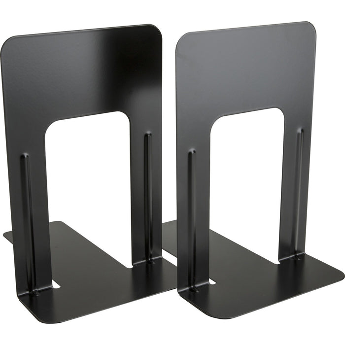 Business Source Heavy-gauge Steel Book Supports - 8.5" (215.90 mm) Height x 9" (228.60 mm) Width x 6" (152.40 mm) Depth - Desktop - Non-skid Base, Scratch Resistant, Stain Resistant - Enamel - Black - Steel - 1 Pair