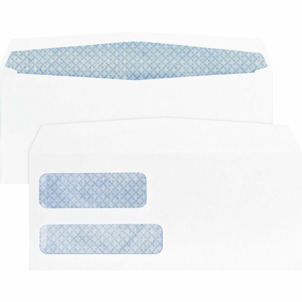 Business Source No. 9 Double Window Invoice Envelopes - Double Window - #9 - 8 7/8" (225.43 mm) Width x 3 7/8" (98.43 mm) Length - 24 lb (10886.22 g) - White - 500 / Box