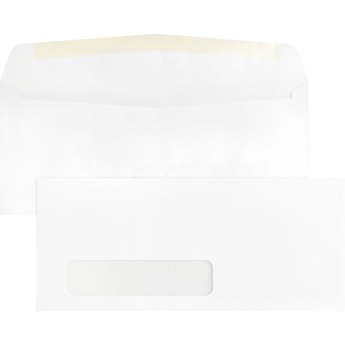 Business Source Economical No. 10 Window Envelope - Single Window - #10 - 9 1/2" (241.30 mm) Width x 4 1/8" (104.78 mm) Length - 24 lb (10886.22 g) - White - 500 / Box
