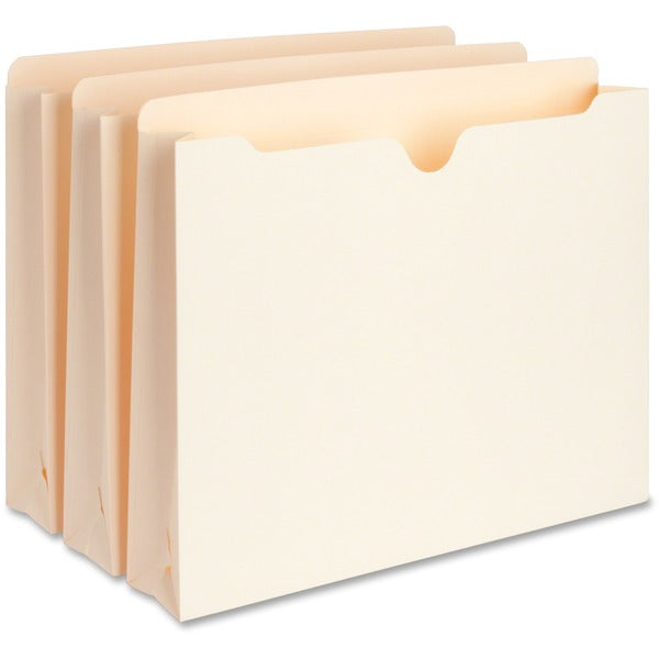 Business Source Straight Tab Cut Letter Recycled File Pocket - 8 1/2" (215.90 mm) x 11" (279.40 mm) - 2" (50.80 mm) Expansion - Manila - 10% Recycled - 50 / Box