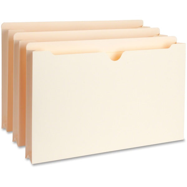 Business Source Straight Tab Cut Legal Recycled File Pocket - 8 1/2" (215.90 mm) x 14" (355.60 mm) - 1 1/2" (38.10 mm) Expansion - Manila - 10% Recycled - 50 / Box