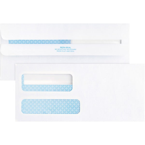Business Source No. 9 Double Window Invoice Envelopes - Double Window - #9 - 8 7/8" (225.43 mm) Width x 3 7/8" (98.43 mm) Length - 24 lb (10886.22 g) - Self-sealing - White - 500 / Box