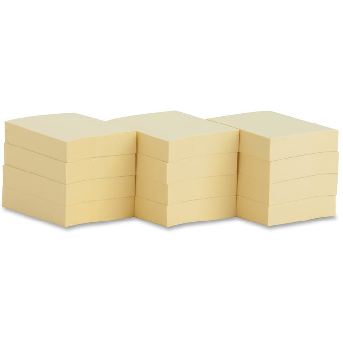 Business Source Yellow Repositionable Adhesive Notes - 1 7/8" (47.63 mm) Flag/Note Width x 1 3/8" (34.92 mm) Flag/Note Length - Rectangle - Yellow - Repositionable, Solvent-free Adhesive - 12 / Pack