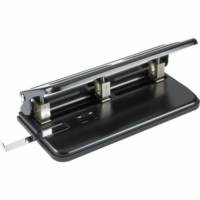 Business Source Heavy-duty 3-hole Punch - 3 Punch Head(s) - 30 Sheet of 20lb Paper - 9/32" (7.14 mm) Punch Size - Steel - Black