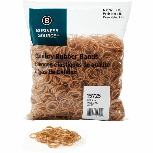 Business Source Quality Rubber Bands - Size: #10 - 1.25" (31.75 mm) Length x 62.50 mil (1.59 mm) Width - Sustainable - Rubber - Crepe - 3700 / Pack