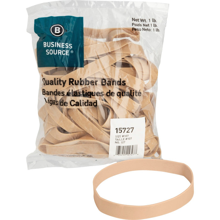 Business Source Quality Rubber Bands - Size: #107 - 7" (177.80 mm) Length x 0.63" (15.88 mm) Width - Sustainable - Rubber - Crepe - 40 / Pack