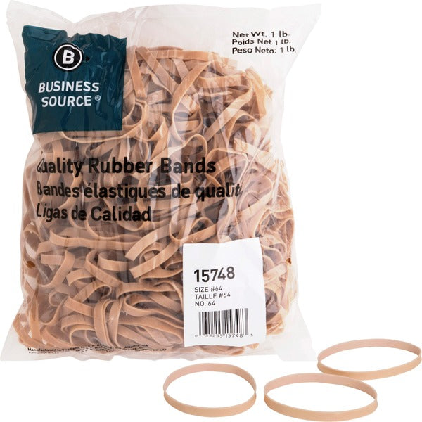 Business Source Quality Rubber Bands - Size: #64 - 3.25" (82.55 mm) Length x 0.25" (6.35 mm) Width - Sustainable - Rubber - Crepe - 320 / Pack