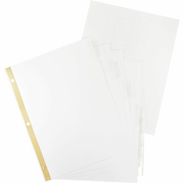 Business Source Tear-resistant Clear Tab Index Dividers - 8 Tab(s) - 8.50" (215.90 mm) Divider Width x 11" (279.40 mm) Divider Length - Letter - White Divider - Clear Tab(s) - 100% Recycled - Tear Resistant - 1 Set