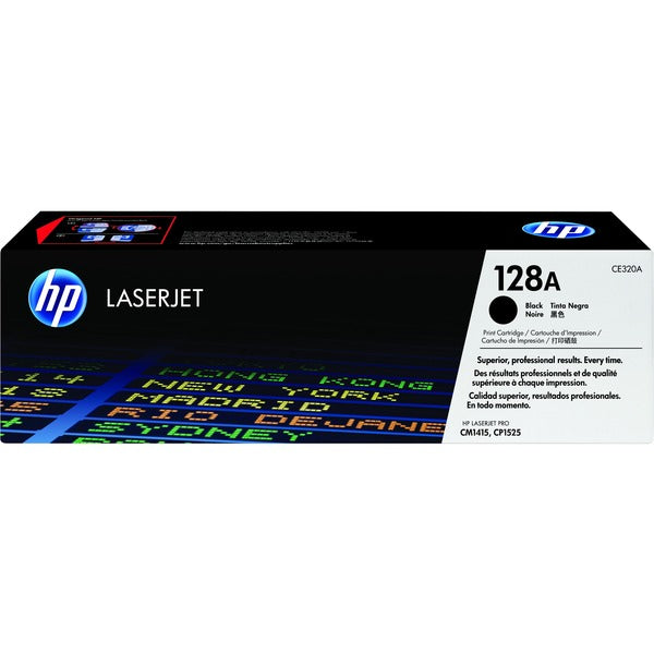 HP 128A (CE320A) Original Standard Yield Laser Toner Cartridge - Single Pack - Black - 1 Each - 2000 Pages