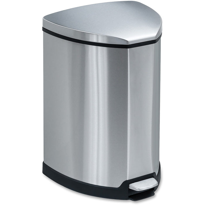 Safco Hands-free Step-on Stainless Receptacle - 15.14 L Capacity - 20.5" (520.70 mm) Height x 10.8" (273.05 mm) Width x 10.8" (273.05 mm) Depth - Steel - Stainless Steel - 1 Each