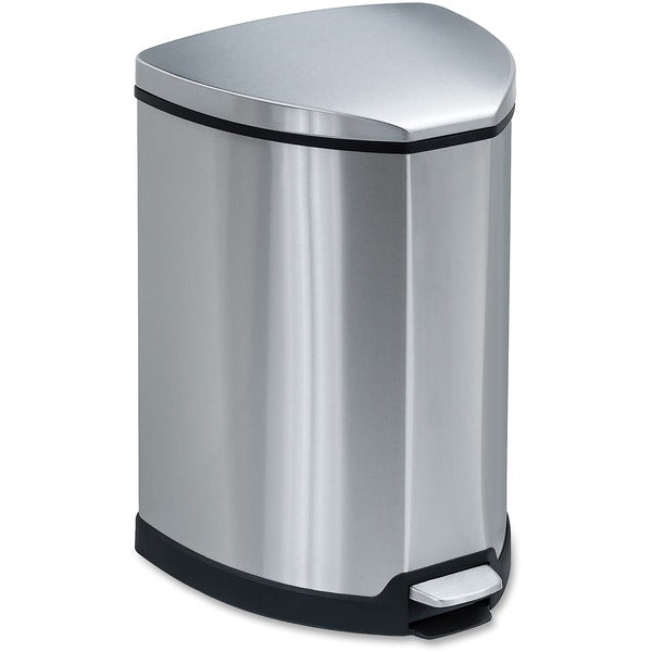 Safco Hands-free Step-on Stainless Receptacle - 15.14 L Capacity - 20.5" (520.70 mm) Height x 10.8" (273.05 mm) Width x 10.8" (273.05 mm) Depth - Steel - Stainless Steel - 1 Each