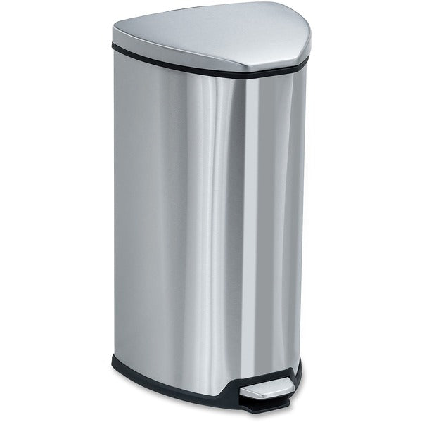 Safco Hands-free Step-on Stainless Receptacle - 26.50 L Capacity - 21" (533.40 mm) Height x 14" (355.60 mm) Width x 14" (355.60 mm) Depth - Steel - Stainless Steel - 1 Each