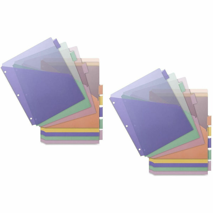 Business Source Double Pocket Index Dividers - 8 Print-on Tab(s) - 8.50" (215.90 mm) Divider Width x 11" (279.40 mm) Divider Length - Letter - Plastic Divider - Multicolor Tab(s) - Insertable - 8/Set - 24 / Carton