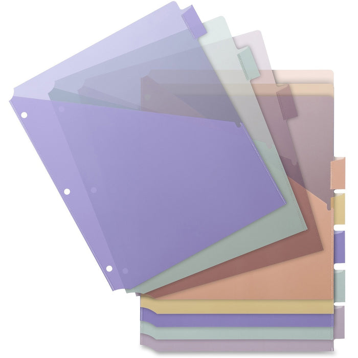 Business Source Pocket Index Dividers - 8 Print-on Tab(s) - 8.50" (215.90 mm) Divider Width x 11" (279.40 mm) Divider Length - Letter - Plastic Divider - Multicolor Tab(s) - Insertable - 1 Set