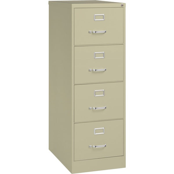 Lorell Fortress Series 26-1/2" Commercial-Grade Vertical File Cabinet - 18" x 26.5" x 52" - 4 x Drawer(s) for File - Legal - Vertical - Lockable, Ball-bearing Suspension, Heavy Duty - Putty - Steel - Recycled