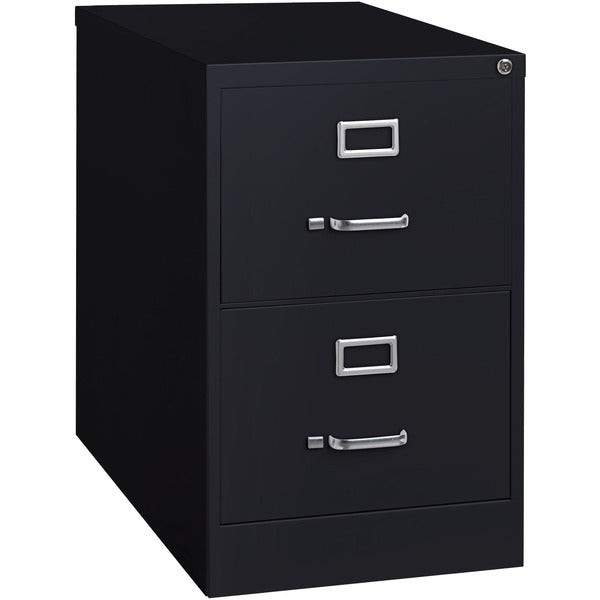 Lorell Fortress Series 26-1/2" Commercial-Grade Vertical File Cabinet - 18" (45.72 cm) Width x 26.50" (67.31 cm) Depth x 28.37" (72.07 cm) Height - 2 x Drawer(s) for File - Legal - Vertical - Lockable, Ball-bearing Suspension, Heavy Duty - Black - Steel -
