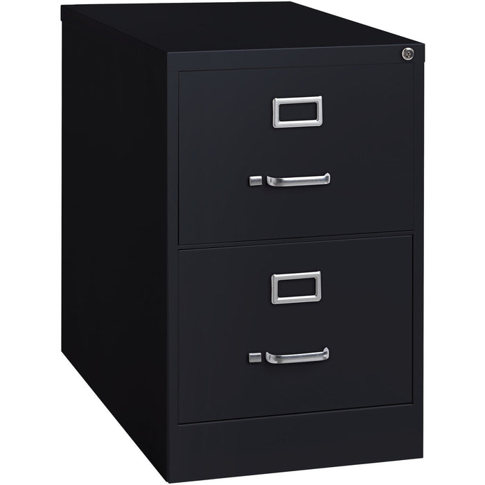Lorell Fortress Series 26-1/2" Commercial-Grade Vertical File Cabinet - 18" (45.72 cm) Width x 26.50" (67.31 cm) Depth x 28.37" (72.07 cm) Height - 2 x Drawer(s) for File - Legal - Vertical - Lockable, Ball-bearing Suspension, Heavy Duty - Black - Steel -