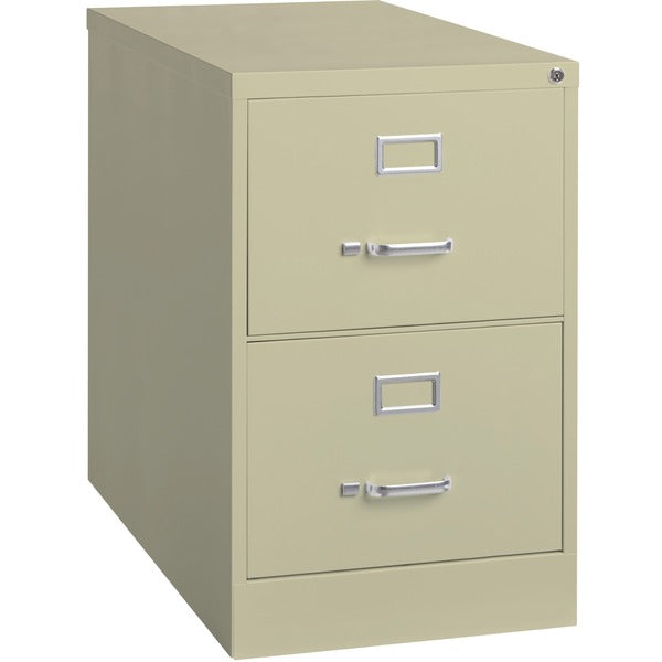 Lorell Fortress Series 26-1/2" Commercial-Grade Vertical File Cabinet - 18" (457.20 mm) Width x 26.5" (673.10 mm) Depth x 28.4" (720.72 mm) Height - 2 x Drawer(s) for File - Legal - Vertical - Lockable, Ball-bearing Suspension, Heavy Duty - Putty - Steel