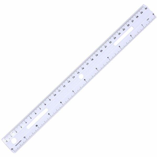 Business Source 12" Ruler - 30.48 cm Length x 3.38 cm Width - 1/16 Graduations - Metric, Imperial Measuring System - Plastic - White - 1 Each