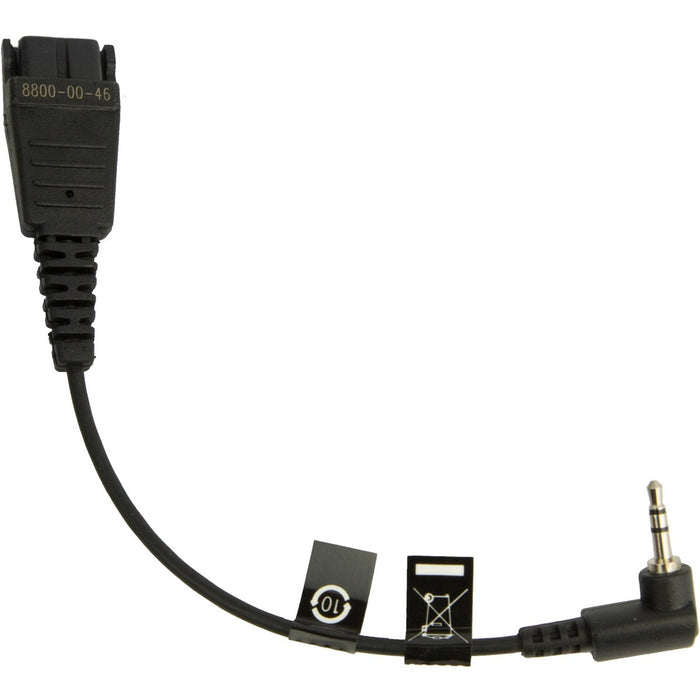 Jabra Stereo Audio Cable - Audio Cable - First End: Quick Disconnect - Second End: Sub-mini phone - Black - 1 / Each