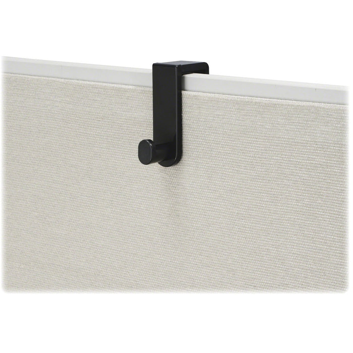 Safco Over-the-Panel Single Hook - 1 Hooks - 10 lb (4535.92 g) Capacity - 4" (101.60 mm) Height x 1.75" (44.45 mm) Width - for Coat, Garment, Purse, Hat, Umbrella - Plastic - Black - 1 Each