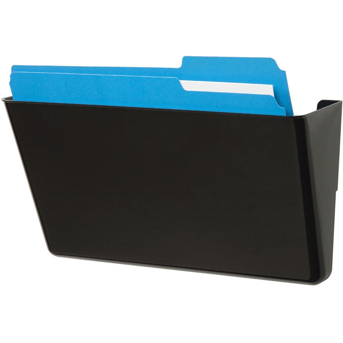 Deflecto EZ Link Stackable DocuPocket - 1 Pocket(s) - 7" (177.80 mm) Height x 13" (330.20 mm) Width x 4" (101.60 mm) Depth - Stackable, Durable, Expandable - Black - Plastic - 1 Each