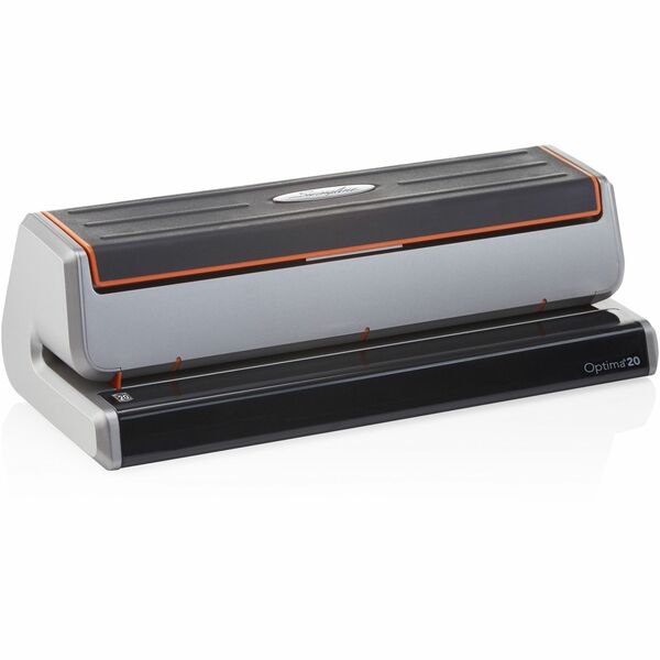 Swingline Optima 20 Electric Punch - 3 Punch Head(s) - 20 Sheet - 9/32" (7.14 mm) Punch Size - 5" (127 mm) Width x 11.50" (292.10 mm) Depth x 3.80" (96.52 mm) Height - Black, Silver, Translucent