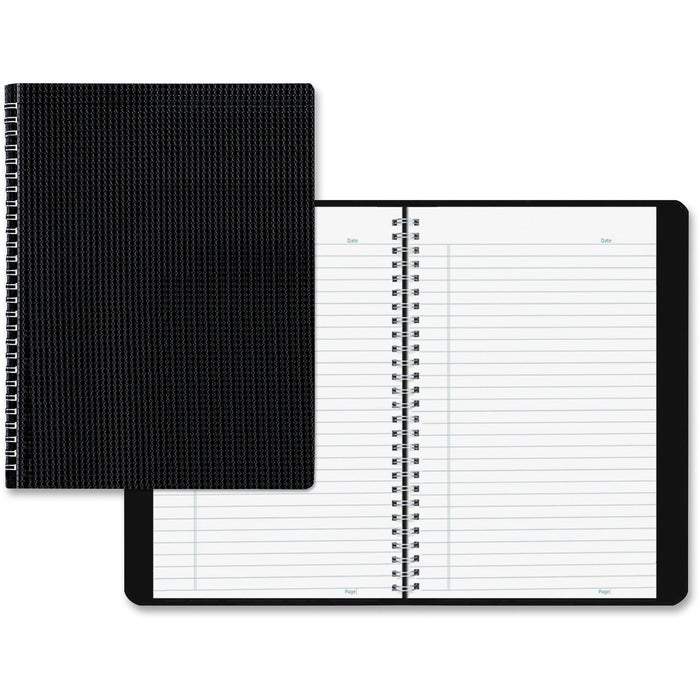 Blueline Duraflex Notebook - Letter - 160 Sheets - Twin Wirebound - Ruled Margin - Letter - 11" (27.94 cm) x 8 1/2" (21.59 cm) Sheet Size - Black Textured Poly Cover - Micro Perforated, Flexible Cover, Wear Resistant, Tear Resistant - Recycled - 1 Each