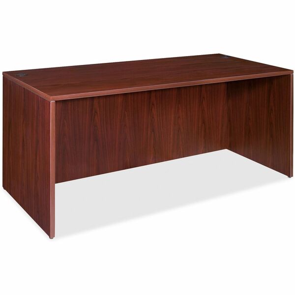 Lorell Essentials Series Rectangular Desk Shell - 29.5" (749.30 mm) Height x 66.1" (1679.58 mm) Width x 29.5" (749.30 mm) Depth x 1" (25.40 mm) Thickness - Finish: Laminate, Mahogany - Grommet, Modesty Panel, Durable, Adjustable Feet