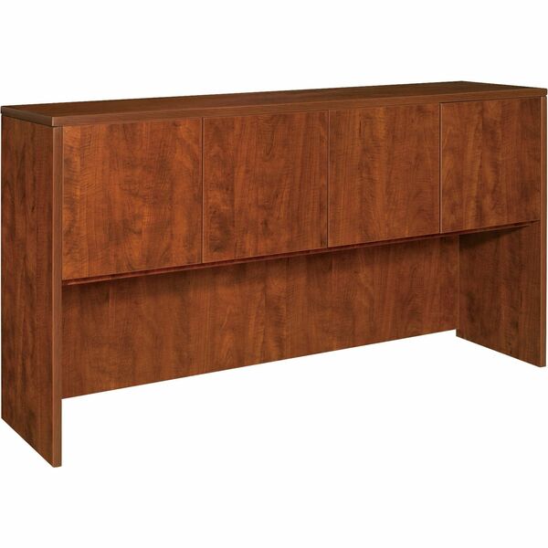 Lorell Essentials Series Stack-on Hutch with Doors - 36" (914.40 mm) Height x 70.9" (1800.23 mm) Width x 14.8" (374.65 mm) Depth - 4 Door(s) - Finish: Cherry, Laminate - Cord Management, Grommet