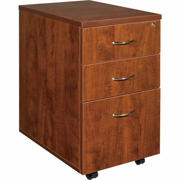 Lorell Essentials Series Box/Box/File Mobile File Cabinet - 3 x Box, File Drawer(s) - Finish: Cherry, Laminate - Leveling Glide