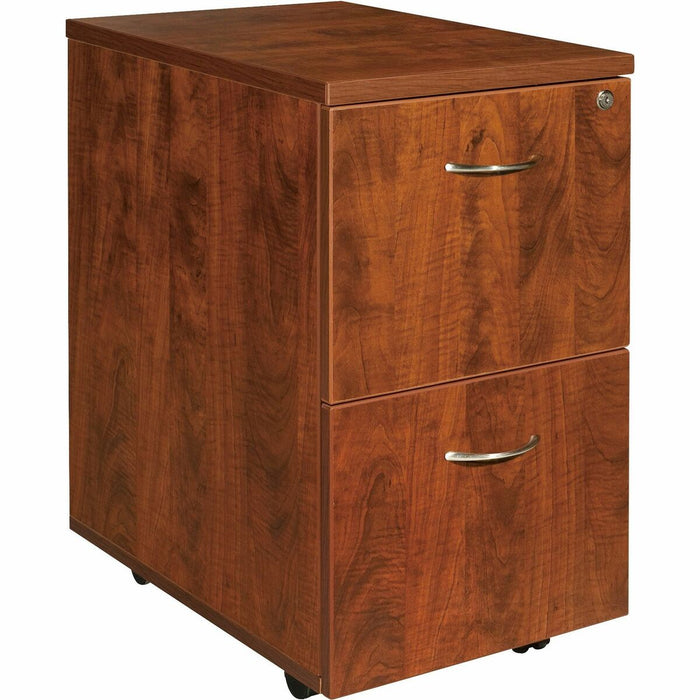 Lorell Essentials Series File/File Mobile File Cabinet - 28.4" (720.72 mm) Height x 15.7" (400.05 mm) Width x 22" (558.80 mm) Depth - Finish: Cherry, Laminate - Leveling Glide - 1 Each